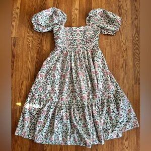 A&F Women L Floral Puff Sleeve Midi Dress